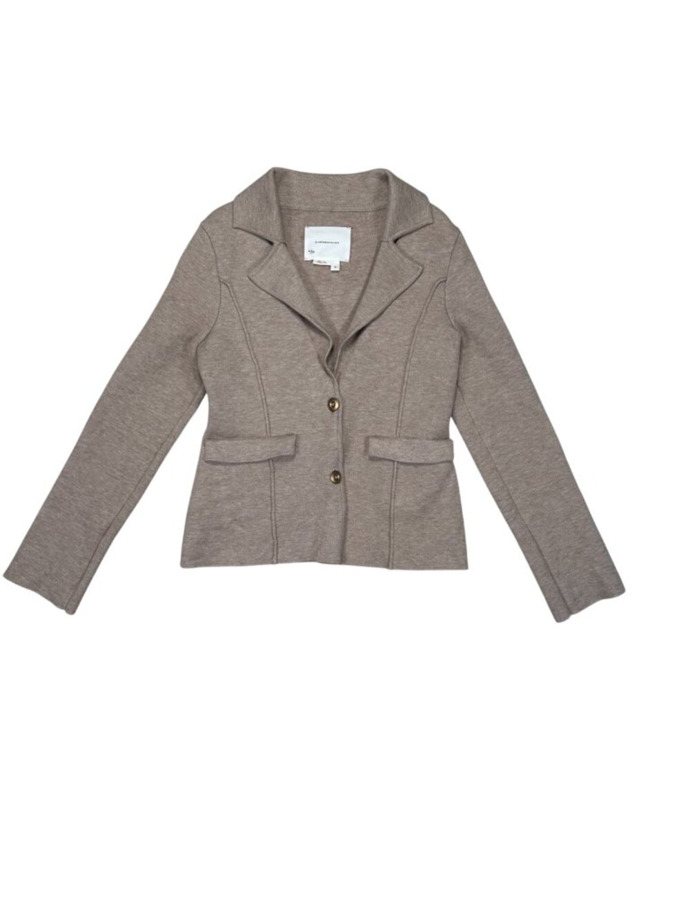 Anthropologie Knit Blazer Tan XS Stretch Soft Office Brunch Casual
